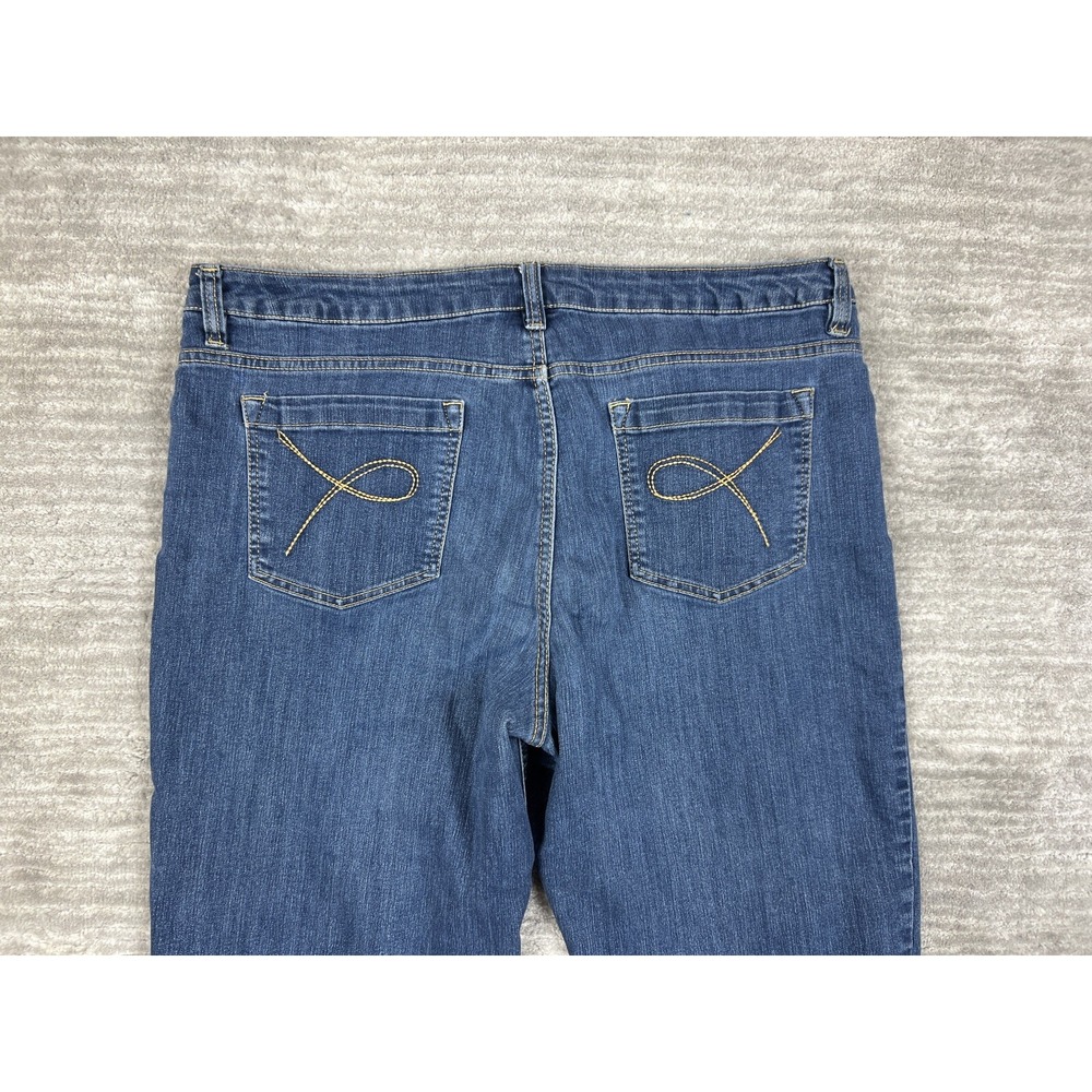 Faded‎ Glory Capris Womens 16 Dark Denim Stretch FL19B004D Rolled Cuff Mid Rise - Picture 8 of 12
